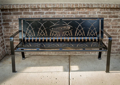 Laser Cut Logo on Contemporary Metal Bench