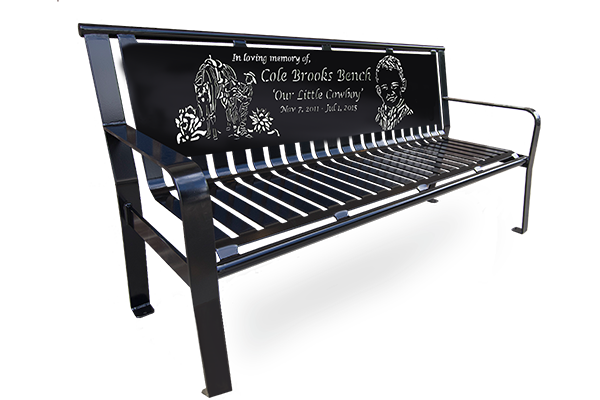 black classic stainless steel memorial bench